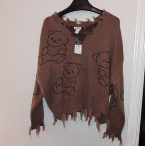 Rue21  Distressed Bear Sweater Large